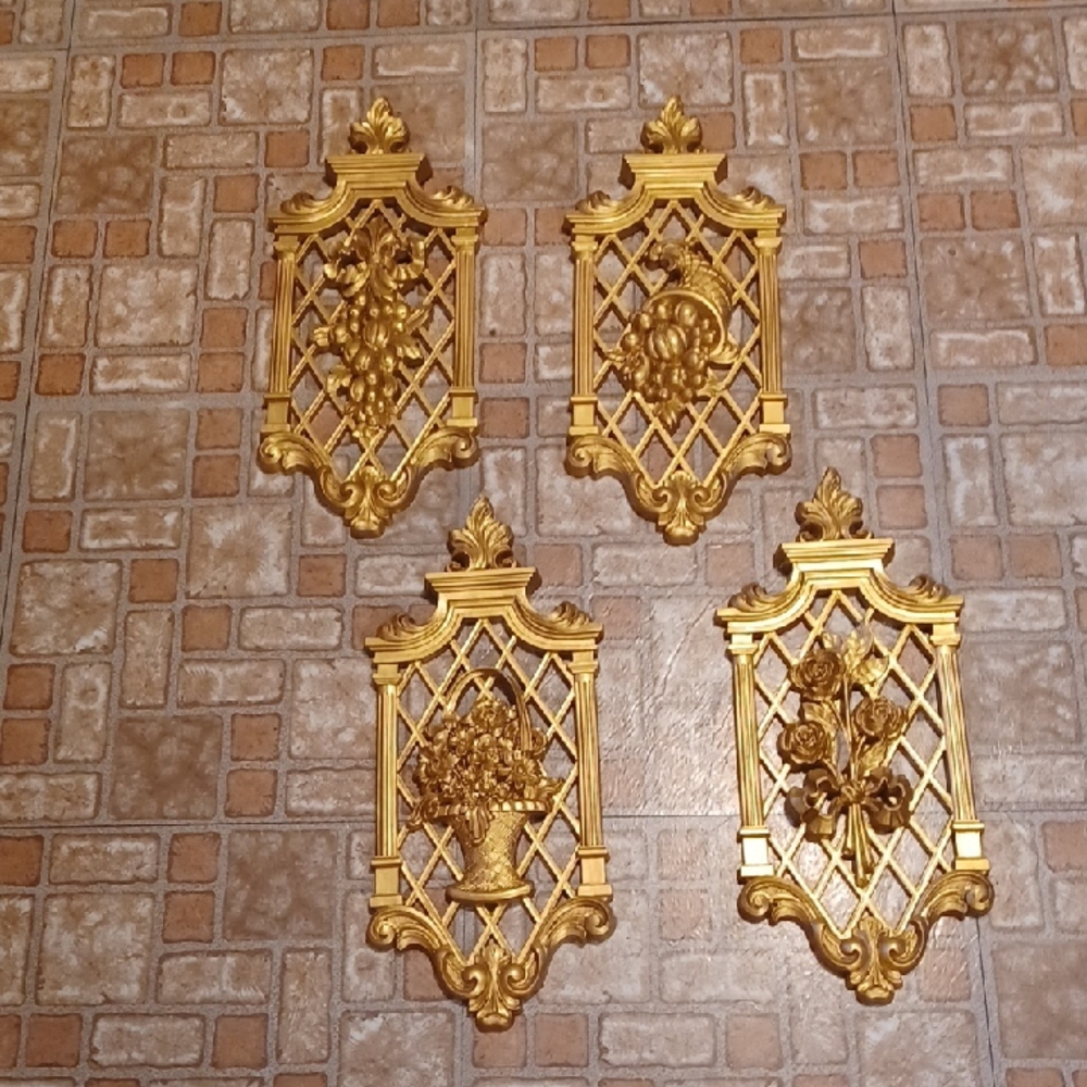 Elegant Gold Wall Decor Set Dart Made In The USA set Of 4